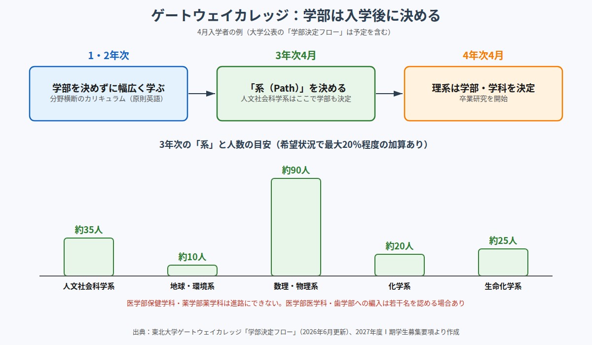 東北大学ゲートウェイカレッジの学部決定の流れと3年次の系の人数目安