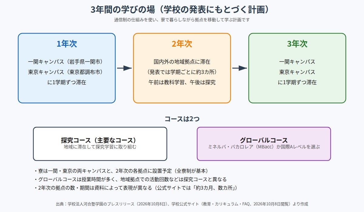 ドルトンX学園高等学校の3年間の学びの場と2つのコース